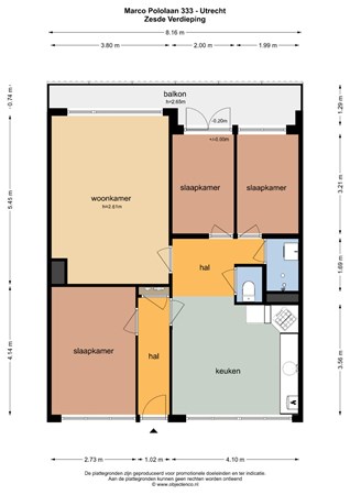 Floorplan - Marco Pololaan 333, 3526 GE Utrecht