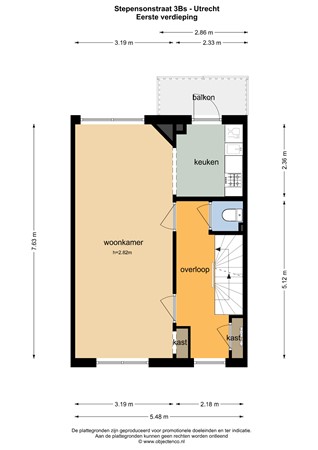 Floorplan - Stephensonstraat 3BS, 3553GR Utrecht