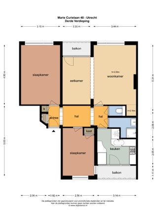 Floorplan - Marie Curielaan 48, 3553 HV Utrecht
