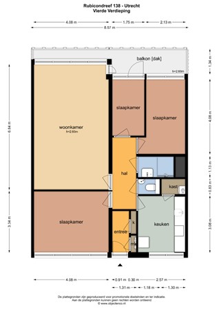 Floorplan - Rubicondreef 138, 3561 JE Utrecht