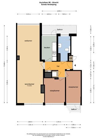 Floorplan - Auriollaan 98, 3527 EX Utrecht