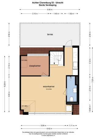 Floorplan - Achter Clarenburg 53, 3511 JH Utrecht