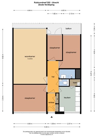 Floorplan - Rubicondreef 202, 3561 JH Utrecht