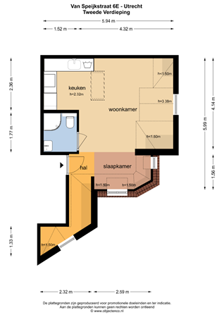 Floorplan - Van Speijkstraat 6E, 3572 XC Utrecht