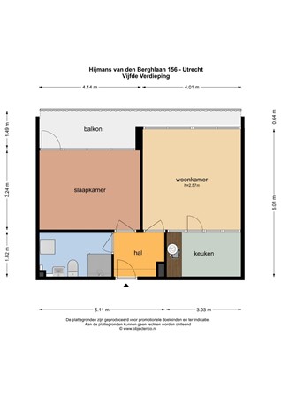 Floorplan - Hijmans van den Berghlaan 156, 3571 PE Utrecht