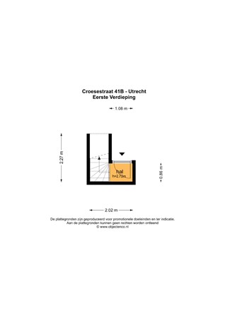 Floorplan - Croesestraat 41B, 3522 AB Utrecht