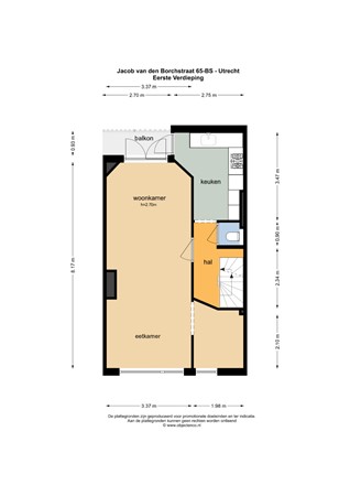 Floorplan - Jacob van der Borchstraat 65BS, 3515 XC Utrecht