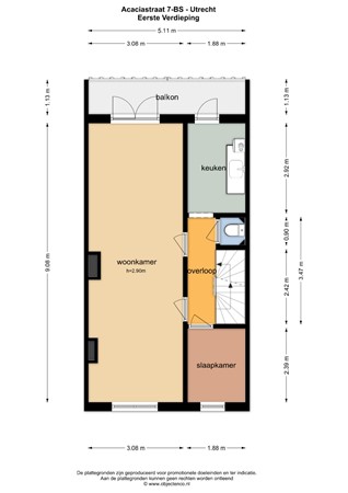 Floorplan - Acaciastraat 7BS, 3551 BD Utrecht