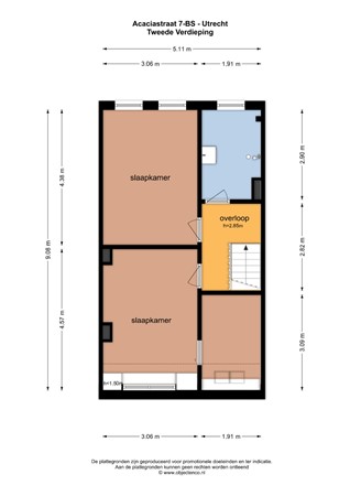 Floorplan - Acaciastraat 7BS, 3551 BD Utrecht