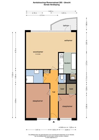 Floorplan - Aartsbisschop Romerostraat 285, 3573 AL Utrecht