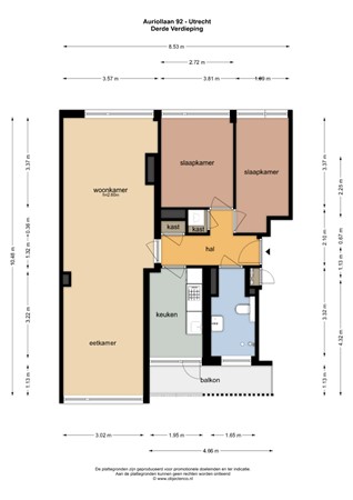Floorplan - Auriollaan 92, 3527 EX Utrecht