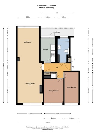 Floorplan - Auriollaan 22, 3527 EV Utrecht