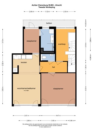 Floorplan - Achter Clarenburg 59, 3511 JH Utrecht