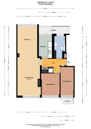 Floorplan - Auriollaan 18, 3527 EV Utrecht