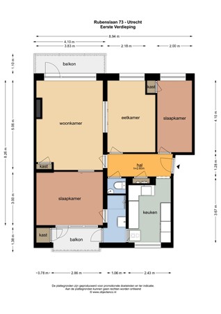 Floorplan - Rubenslaan 73, 3582 JD Utrecht