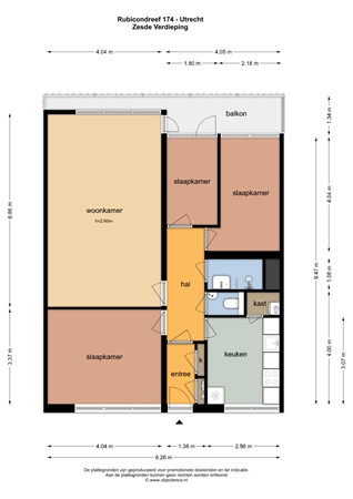 Floorplan - Rubicondreef 174, 3561 JG Utrecht