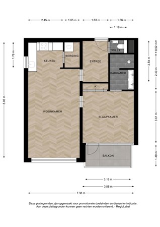 Floorplan - Laan van Borgele 40F403, 7415 DJ Deventer