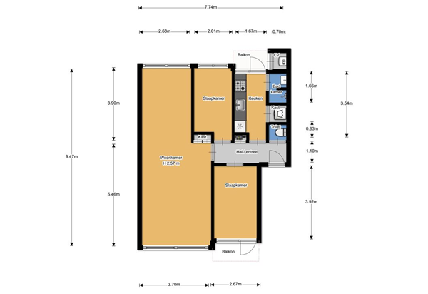 Floorplan - Ericalaan 101, 7906 NC Hoogeveen