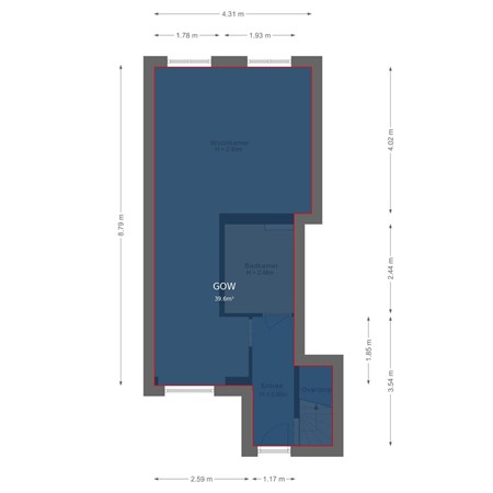 Floorplan - Nassaustraat 1F, 1404 CS Bussum