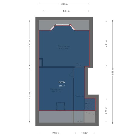 Floorplan - Nassaustraat 1F, 1404 CS Bussum