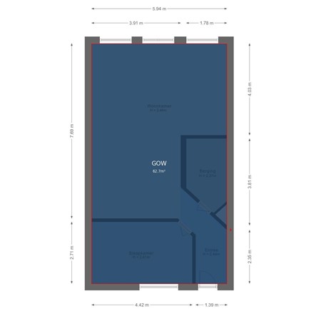 Floorplan - Nassaustraat 1D, 1404 CS Bussum