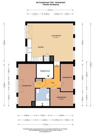 Floorplan - Da Costastraat, 1053 ZT Amsterdam