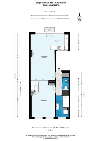 Sarphatistraat 488, 1018 GW Amsterdam - Sarphatistraat 488 - Amsterdam - 3e_verdieping - 2D.jpg