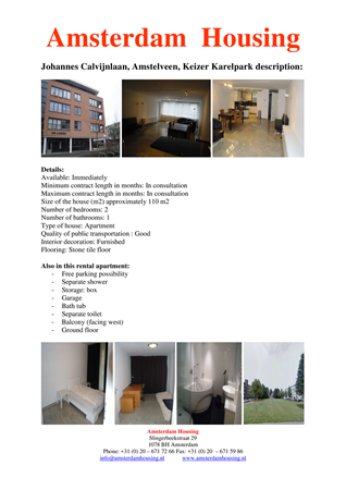Johannes Calvijnlaan 15, 1185 BL Amstelveen - Johannes Calvijnlaan brochure Amsterdam Housing