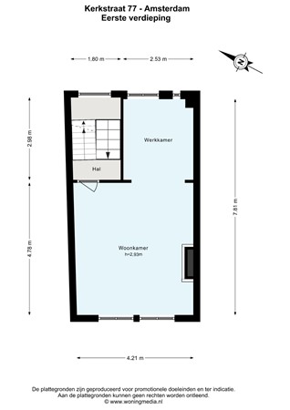 Kerkstraat 77, 1017 GC Amsterdam - Kerkstraat 77 - Amsterdam - Eerste verdieping - 2D.jpg