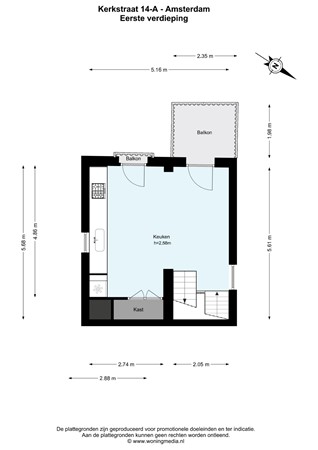 Kerkstraat 14A, 1017 GL Amsterdam - Kerkstraat 14-A - Amsterdam - 1e_verdieping - 2D.jpg