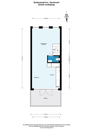 Zuiderstraat 6A, 2042 GB Zandvoort - Zuiderstraat 6-a - Zandvoort - 1e_verdieping - 2D.jpg