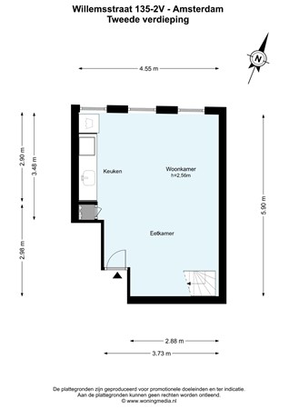 Willemsstraat 135-2V, 1015 JB Amsterdam - Willemsstraat 135-2V - Amsterdam - 2e_verdieping - 2D.jpg