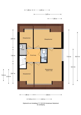 Gijsbrecht van Amstellaan 71, 1181 EK Amstelveen - Gijsbrecht van Amstellaan 71_2e verdieping - 2D.jpg