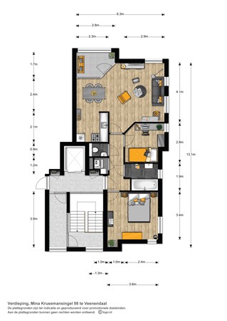 Floorplan - Mina Krusemansingel 98, 3903 WE Veenendaal