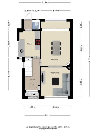 Floorplan - Zandstraat 62, 3905 ED Veenendaal