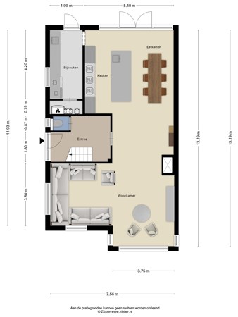 Floorplan - Kerkewijk 198, 3904 JK Veenendaal