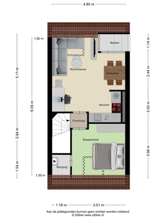 Floorplan - Achterkerkstraat 58B, 3901 DT Veenendaal