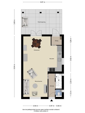 Floorplan - Domineesbergweg 8, 3911 WP Rhenen