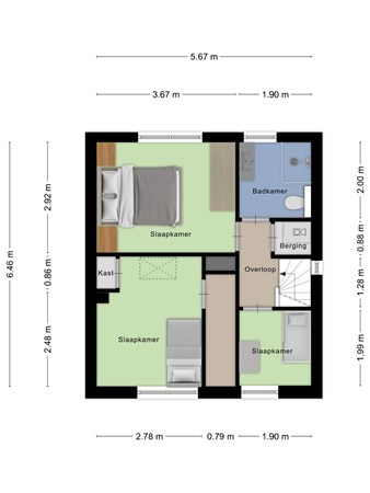 Floorplan - Domineesbergweg 8, 3911 WP Rhenen