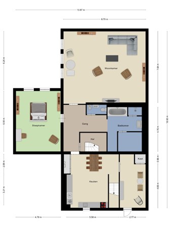 Floorplan - Kerkewijk 262, 3904 JL Veenendaal