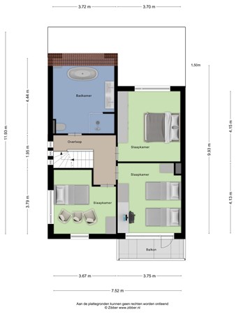 Floorplan - Kerkewijk 198, 3904 JK Veenendaal