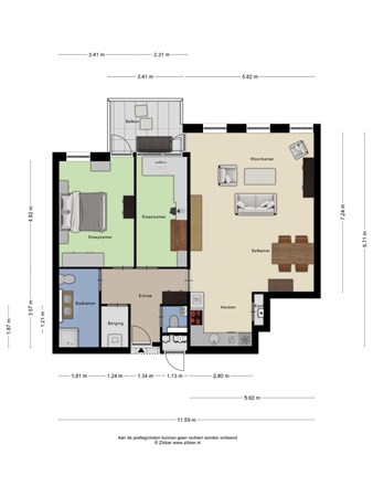 Floorplan - Rhenendael 99, 3911 RM Rhenen