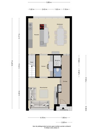 Floorplan - Rozenbottelstraat 13, 3903 BH Veenendaal