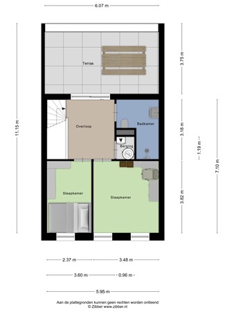 Floorplan - Rozenbottelstraat 13, 3903 BH Veenendaal