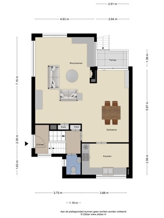 Floorplan - Tuinlaan 16, 3911 BC Rhenen