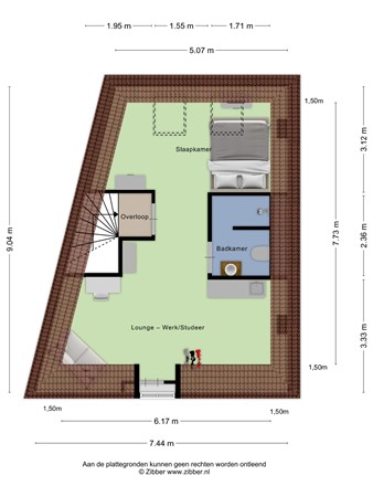 Floorplan - Zandstraat 35, 3901 CJ Veenendaal