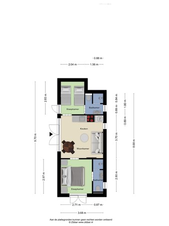 Floorplan - Rijnbandijk 10B70, 4024 BM Eck en Wiel