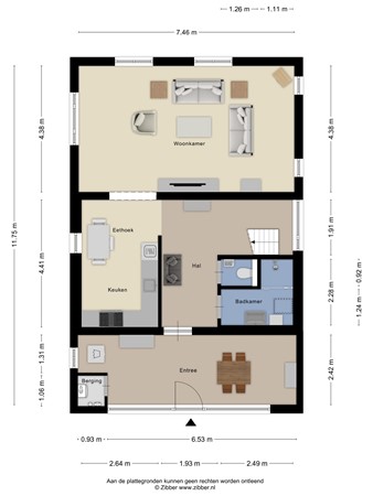 Floorplan - Rijnbandijk 113, 4021 AG Maurik