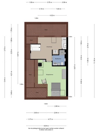 Floorplan - Kerkewijk 126B, 3904 JH Veenendaal