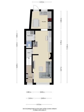 Floorplan - Valleistraat 71, 3902 ZA Veenendaal